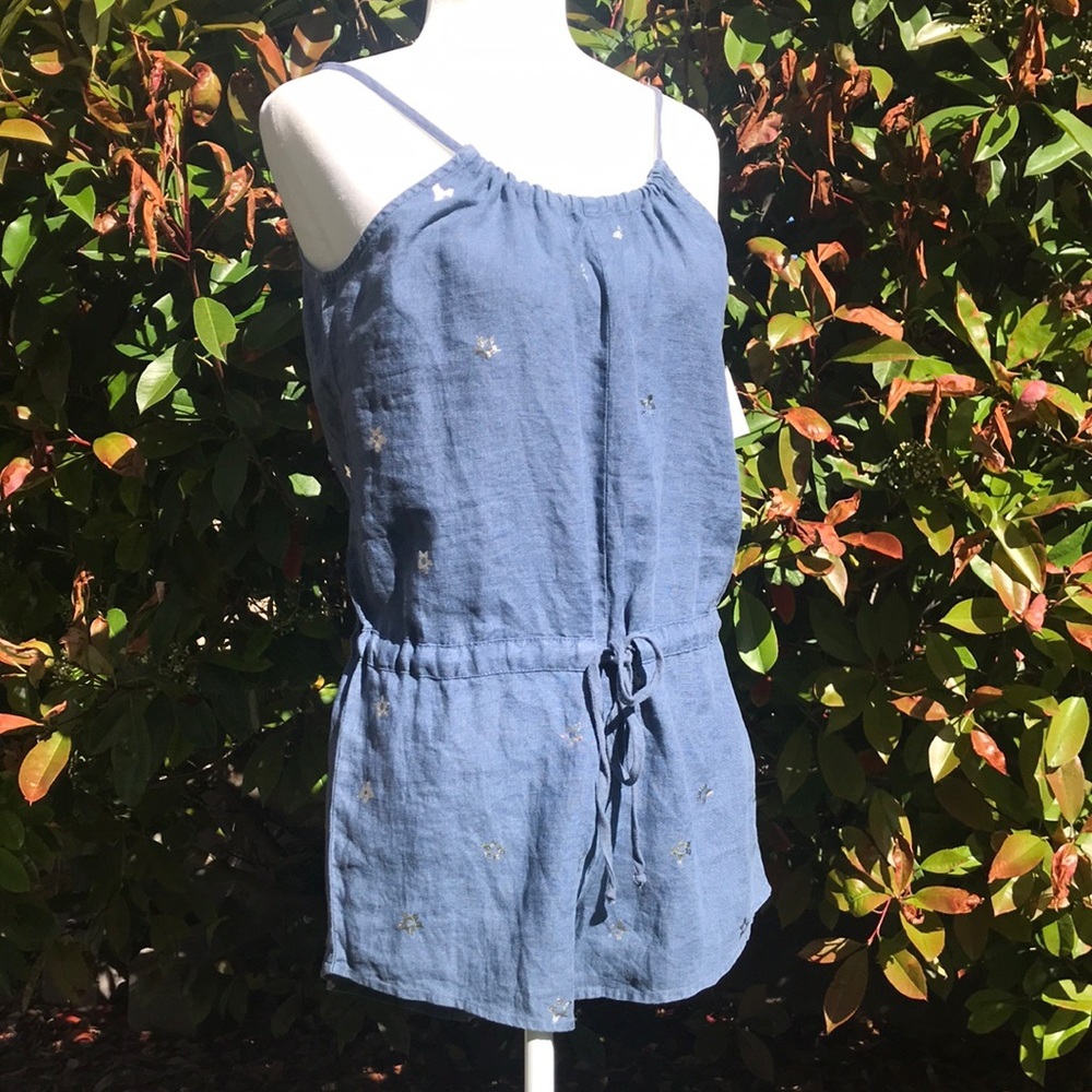 Bella Dahl Denim Romper with Silver Stars Small